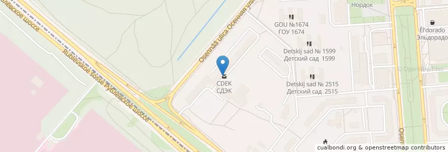 Mapa de ubicacion de СДЭК en Rússia, Distrito Federal Central, Москва, Западный Административный Округ, Район Крылатское.