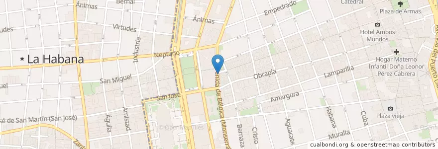 Mapa de ubicacion de 엘프로리디따 헤밍웨이 단골 술집 en 쿠바, La Habana, La Habana Vieja.