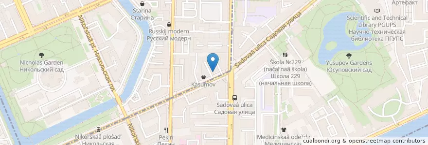 Mapa de ubicacion de Masters Space en ロシア, 北西連邦管区, レニングラード州, サンクト ペテルブルク, Адмиралтейский Район.