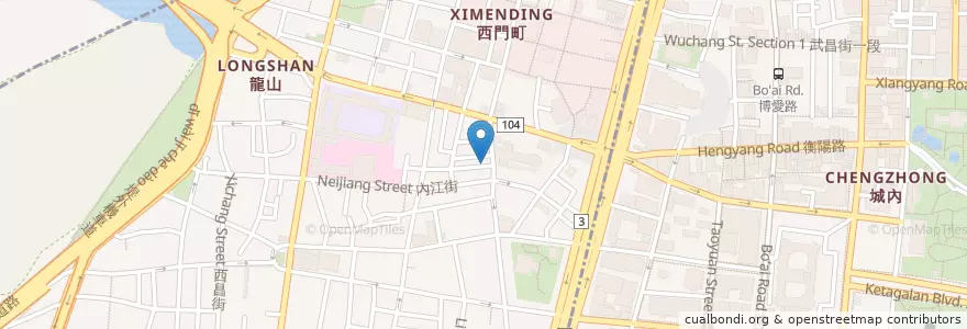 Mapa de ubicacion de 西門麵店 en 臺灣, 新北市, 臺北市, 萬華區.