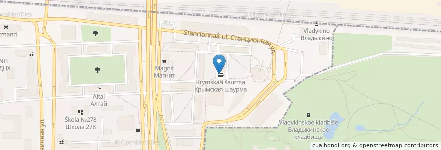 Mapa de ubicacion de Крымская шаурма en Rusland, Centraal Federaal District, Moskou, Северо-Восточный Административный Округ, Район Марфино.
