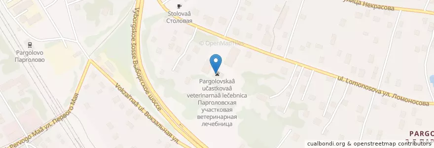 Mapa de ubicacion de Парголовская участковая ветеринарная лечебница en Russie, District Fédéral Du Nord-Ouest, Oblast De Léningrad, Saint-Pétersbourg, Выборгский Район, Парголово.