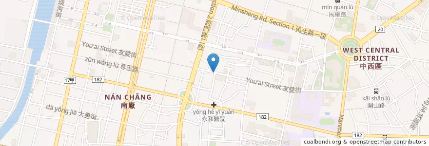Mapa de ubicacion de 小杜意麵 en تايوان, تاينان, 中西區.