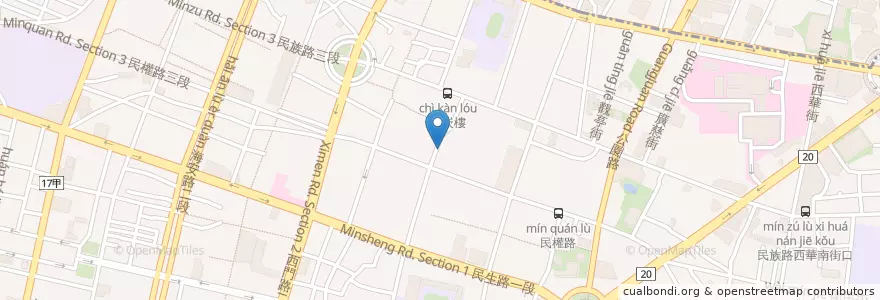 Mapa de ubicacion de 老騎士咖喱專賣店 en 台湾, 台南市, 中西区.
