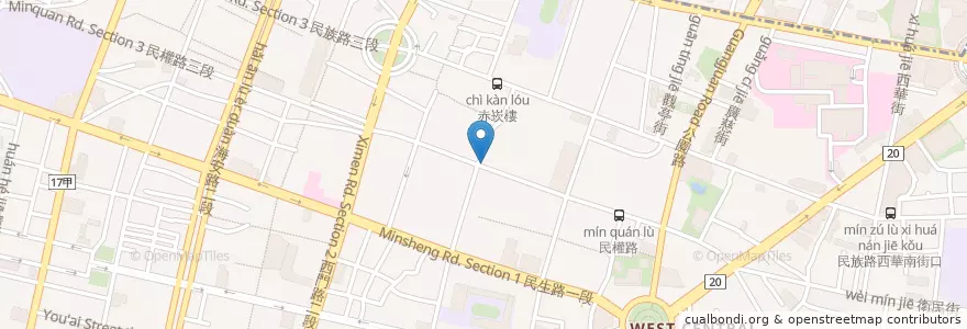 Mapa de ubicacion de 佐鶴堂散步甜食霜淇淋 en 臺灣, 臺南市, 中西區.
