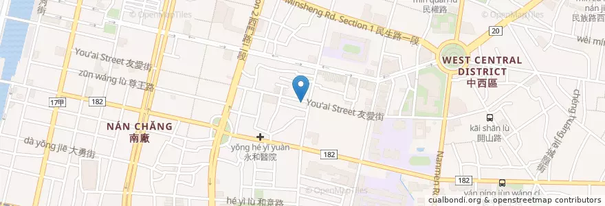 Mapa de ubicacion de 阿伯肉粽 en تايوان, تاينان, 中西區.