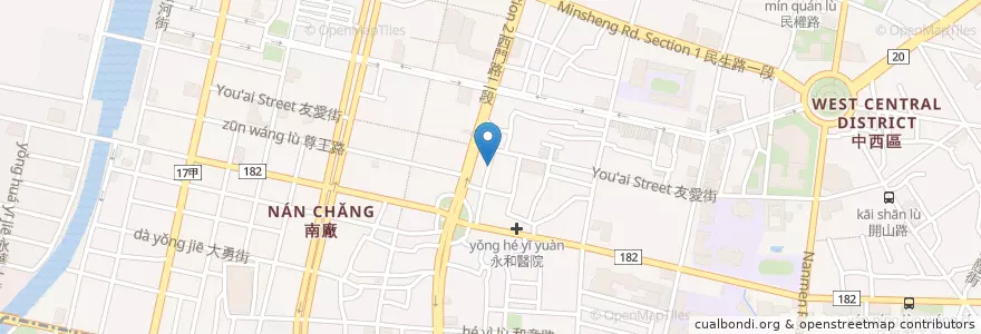 Mapa de ubicacion de 畫公寓 en Taïwan, Tainan, District Centre-Ouest.