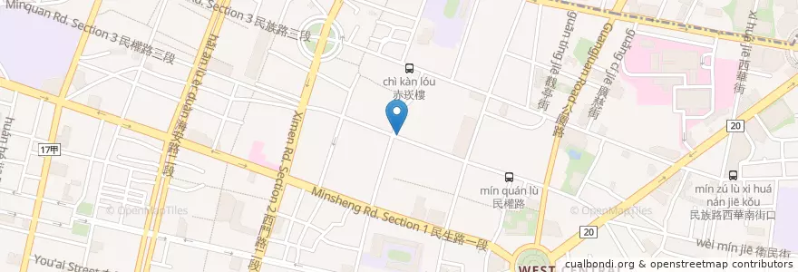 Mapa de ubicacion de 極品生活咖啡館 en Taiwan, 臺南市, 中西區.