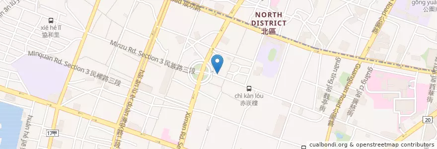 Mapa de ubicacion de 春天藥局 en Taïwan, Tainan, District Centre-Ouest.