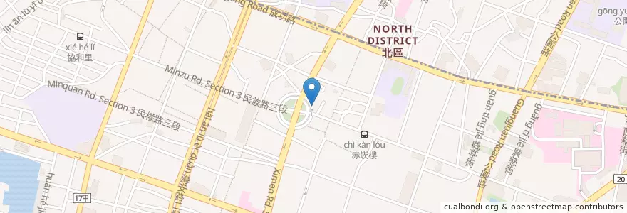 Mapa de ubicacion de 悅津鹹粥 en 臺灣, 臺南市, 中西區.