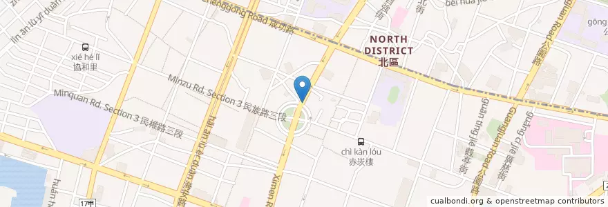 Mapa de ubicacion de 阿輝炒鱔魚 en Taiwan, 臺南市, 中西區.