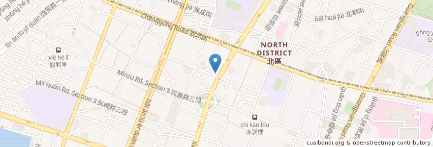 Mapa de ubicacion de 台新國際商業銀行 en تایوان, 臺南市, 中西區.