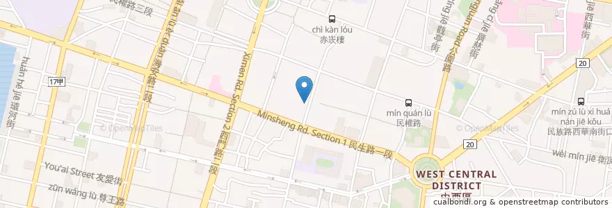 Mapa de ubicacion de 台南日式海軍咖喱 en Tayvan, 臺南市, 中西區.