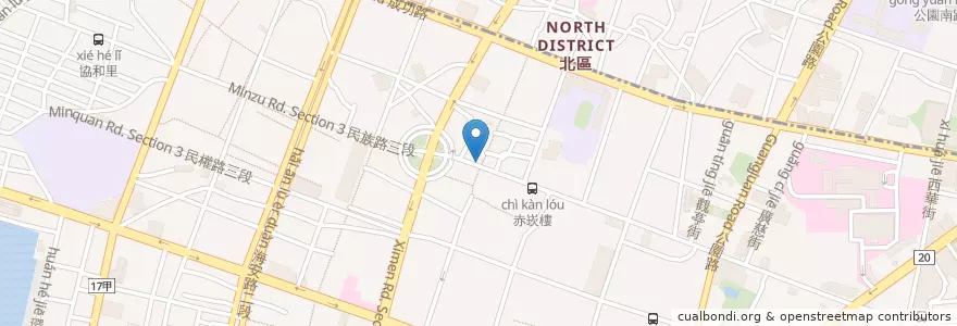 Mapa de ubicacion de 阿忠漁粥 en Taiwan, 臺南市, 中西區.