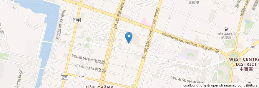 Mapa de ubicacion de 邱家小卷米粉 en Tayvan, 臺南市, 中西區.