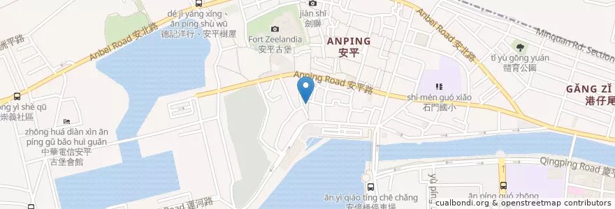 Mapa de ubicacion de 阿財牛肉湯 en تایوان, 臺南市, 安平區.