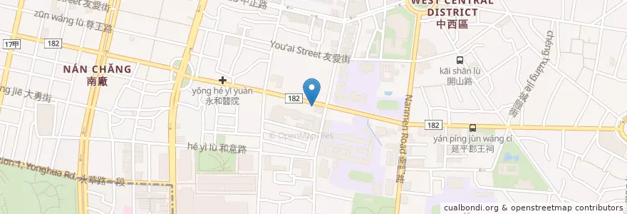 Mapa de ubicacion de 福記肉圓 en Taiwan, Tainan, 中西區.