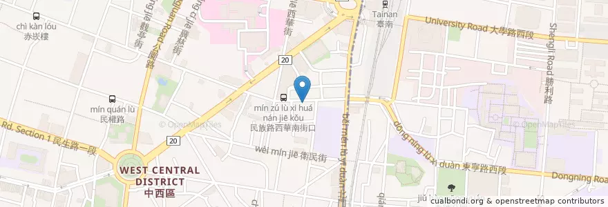 Mapa de ubicacion de 周田川診所 en 臺灣, 臺南市, 中西區.