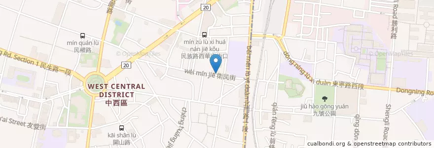 Mapa de ubicacion de 時空膠囊 en تايوان, تاينان, 中西區.