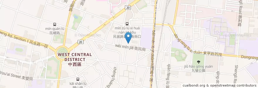 Mapa de ubicacion de 鹿早茶屋 en تايوان, تاينان, 中西區.