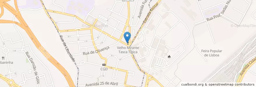 Mapa de ubicacion de Velho Mirante Tasca Tipica en Portugal, Área Metropolitana De Lisboa, Lissabon, Grande Lisboa, Odivelas, Pontinha E Famões.