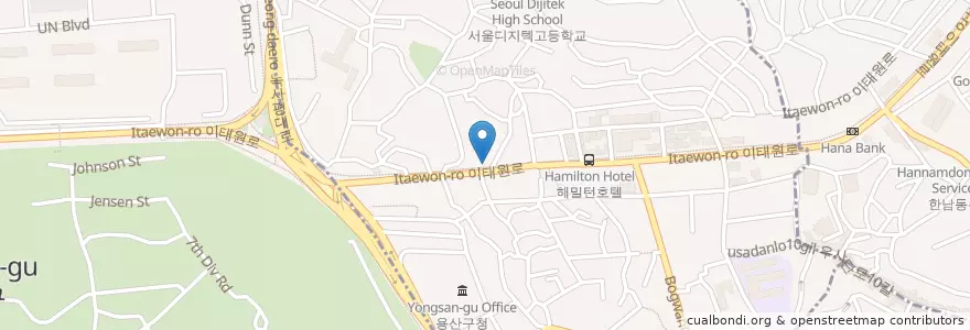 Mapa de ubicacion de Agra Indian Restaurant en Corea Del Sur, Seúl, 용산구, 용산2가동, 이태원1동.