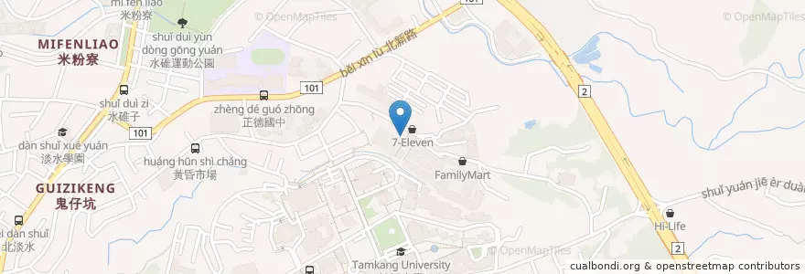 Mapa de ubicacion de 丹式食堂 en Taiwán, Nuevo Taipéi, 淡水區.