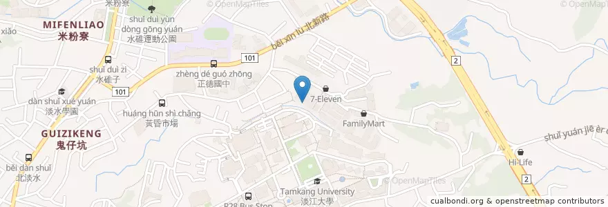 Mapa de ubicacion de 大使館找餐店 en Taiwán, Nuevo Taipéi, 淡水區.