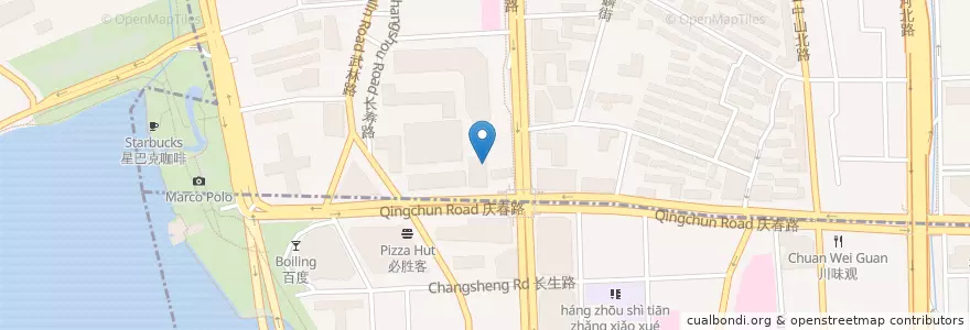 Mapa de ubicacion de Starbucks en China, Zhejiang, Hangzhou, 下城区.