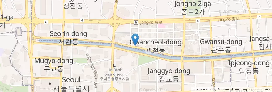 Mapa de ubicacion de スターバックス en 大韓民国, ソウル.