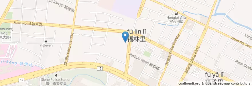 Mapa de ubicacion de 貓吃魚 en 台湾, 台中市, 西屯区.