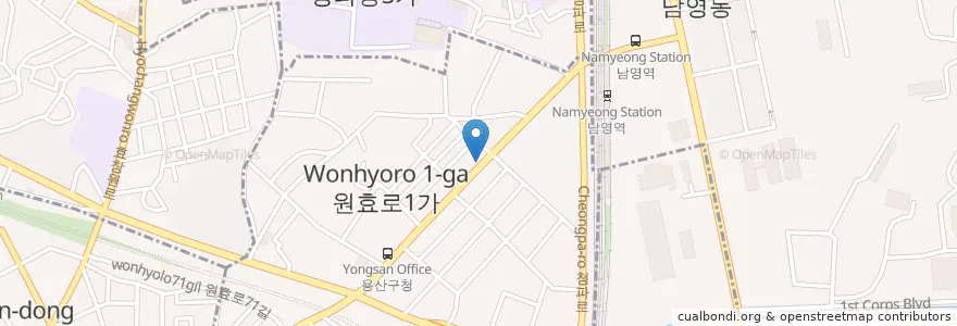 Mapa de ubicacion de GS25 en Güney Kore, Seul, 용산구, 원효로1동.