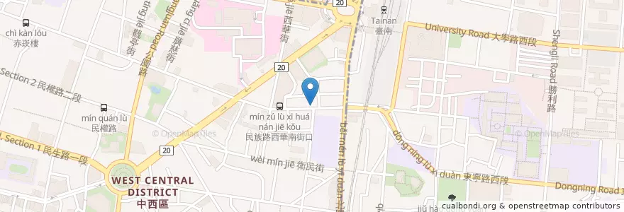 Mapa de ubicacion de 上鼎素麵坊 en Tayvan, 臺南市, 中西區.