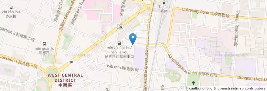 Mapa de ubicacion de 臭豆腐 en 臺灣, 臺南市, 中西區.