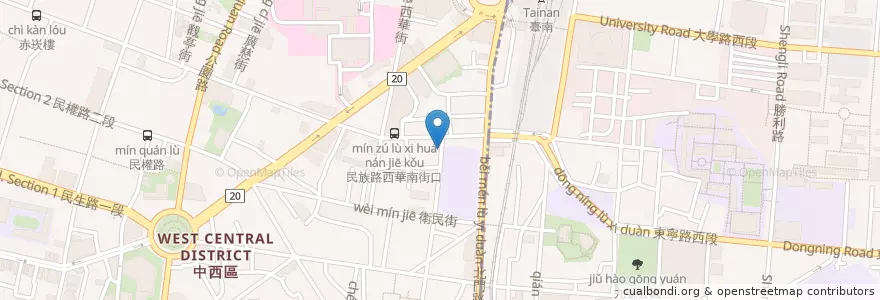 Mapa de ubicacion de 惠比壽鯛魚燒 en 臺灣, 臺南市, 中西區.