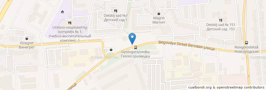 Mapa de ubicacion de Навес на остановке en Russie, District Fédéral Central, Oblast De Voronej, Городской Округ Воронеж.