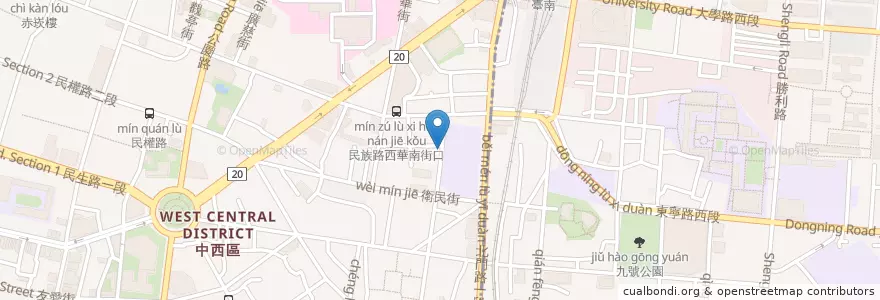 Mapa de ubicacion de 咖啡客運 en Taïwan, Tainan, District Centre-Ouest.