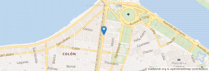 Mapa de ubicacion de Prado 115 en Cuba, La Habana, La Habana Vieja.
