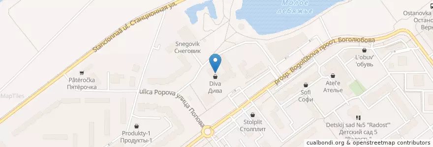 Mapa de ubicacion de Бамбини en روسيا, Центральный Федеральный Округ, محافظة موسكو, Городской Округ Дубна.