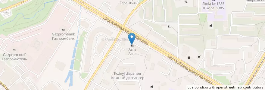Mapa de ubicacion de Асна en 俄罗斯/俄羅斯, Центральный Федеральный Округ, Москва, Юго-Западный Административный Округ, Район Черёмушки.