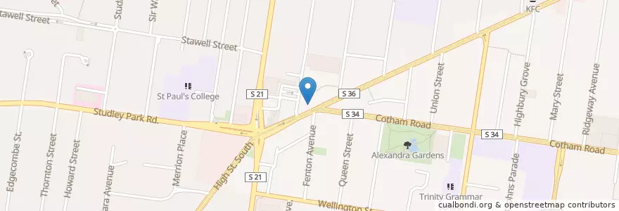 Mapa de ubicacion de Skinny Dog Hotel en Australië, Victoria, City Of Boroondara.