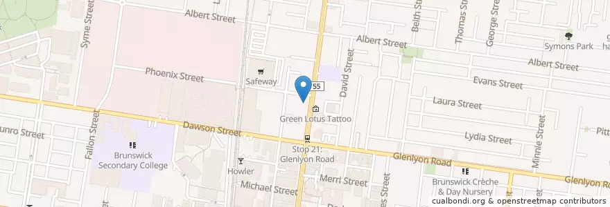 Mapa de ubicacion de Maddox en Avustralya, Victoria, City Of Moreland.