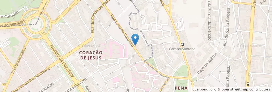 Mapa de ubicacion de Junta de Freguesia de Santo António - Pólo de Atendimento Coração de Jesus en Portugal, Aire Métropolitaine De Lisbonne, Lisbonne, Grande Lisboa, Lisbonne, Arroios, Santo António.