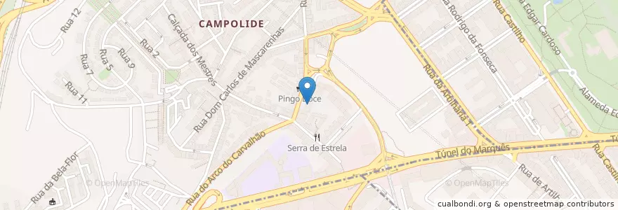 Mapa de ubicacion de Junta de Freguesia de Campolide en Portugal, Área Metropolitana De Lisboa, Lissabon, Grande Lisboa, Lissabon, Campolide.