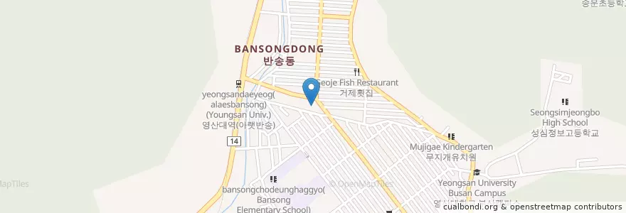 Mapa de ubicacion de 부산광역시립 반송도서관 en 대한민국, 부산, 해운대구, 반송동.