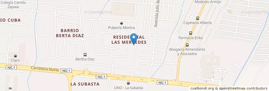 Mapa de ubicacion de Hermosa Rosa de Saron Church en Nicaragua, Departamento De Managua, Managua (Municipio).