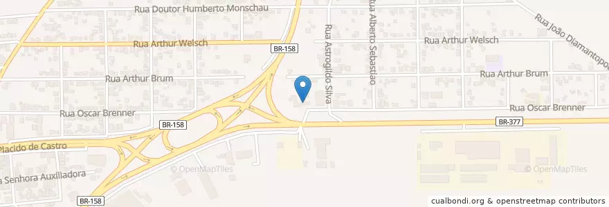 Mapa de ubicacion de Restaurante Girassol en البَرَازِيل, المنطقة الجنوبية, ريو غراندي دو سول, Região Geográfica Intermediária De Passo Fundo, Região Geográfica Imediata De Cruz Alta, Cruz Alta.