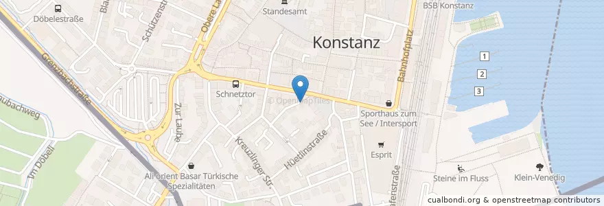 Mapa de ubicacion de Bo Dai Ko - Sushihaus en ドイツ, バーデン＝ヴュルテンベルク州, Regierungsbezirk Freiburg, Bezirk Kreuzlingen, Landkreis Konstanz, Verwaltungsgemeinschaft Konstanz, Konstanz.