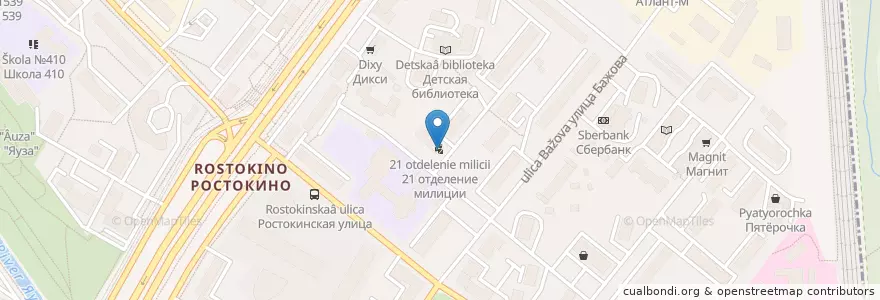 Mapa de ubicacion de 21 отделение милиции en Rusia, Центральный Федеральный Округ, Москва, Северо-Восточный Административный Округ, Район Ростокино.