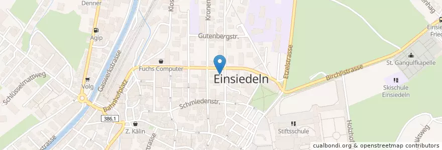 Mapa de ubicacion de Polizeiposten Einsiedeln en Schweiz/Suisse/Svizzera/Svizra, Schwyz, Einsiedeln, Einsiedeln.